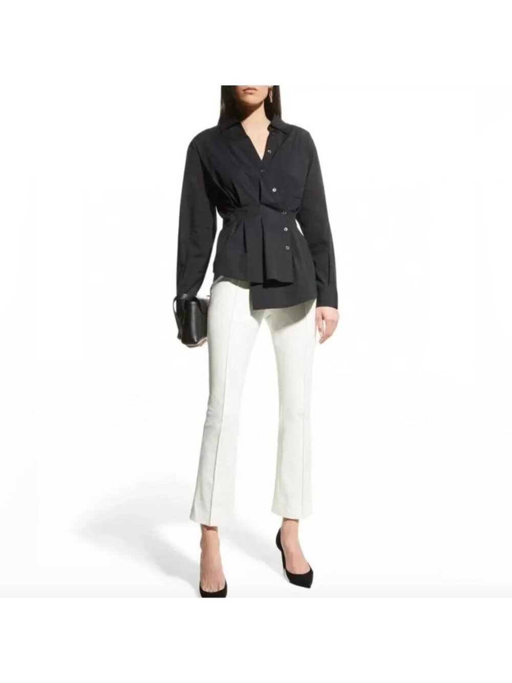 Veronica Beard Rosamund Button Down Shirt Black Womens Size 2